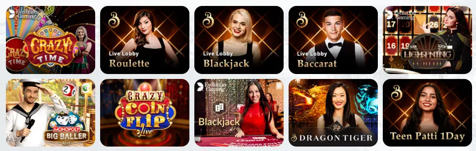 Jeux de casino en direct EvoBet Casino