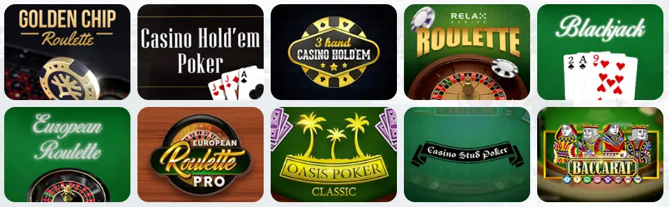 Jeux de table au EvoBet Casino